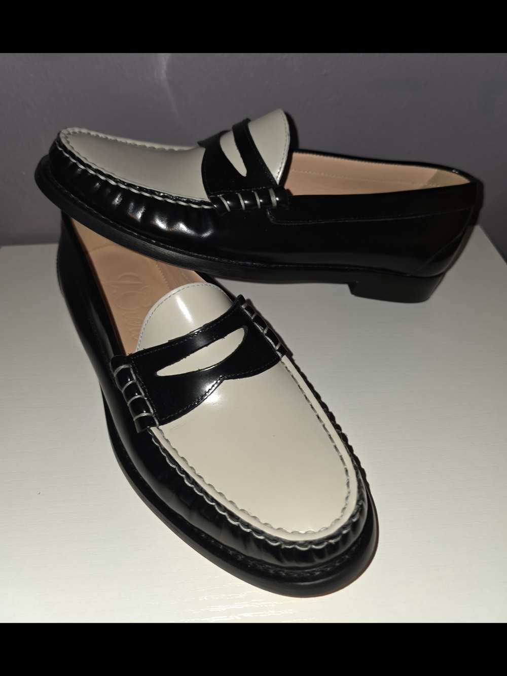 J. Crew Black and Cream Penny Loafers WOMENS - Picture 1 of 7